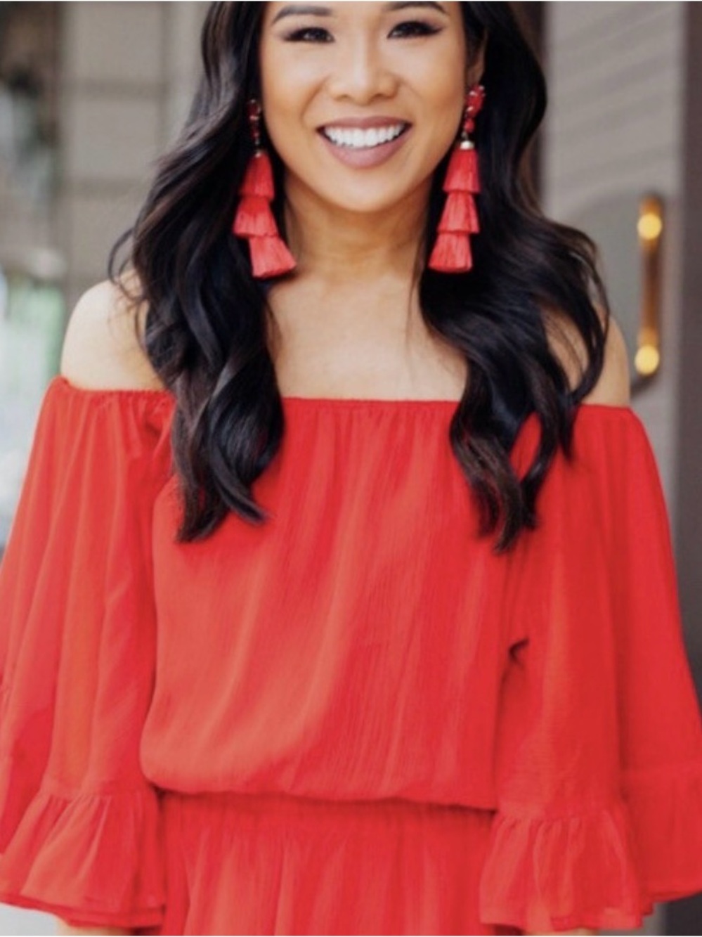 Kendra Scott Denise Gold Statement Earrings in Red Mother Of Pearl - 3 In 1! - Picture 2 of 5